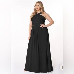 AZAZIE KALEIGH Black A-Line Pleated Chiffon Dress